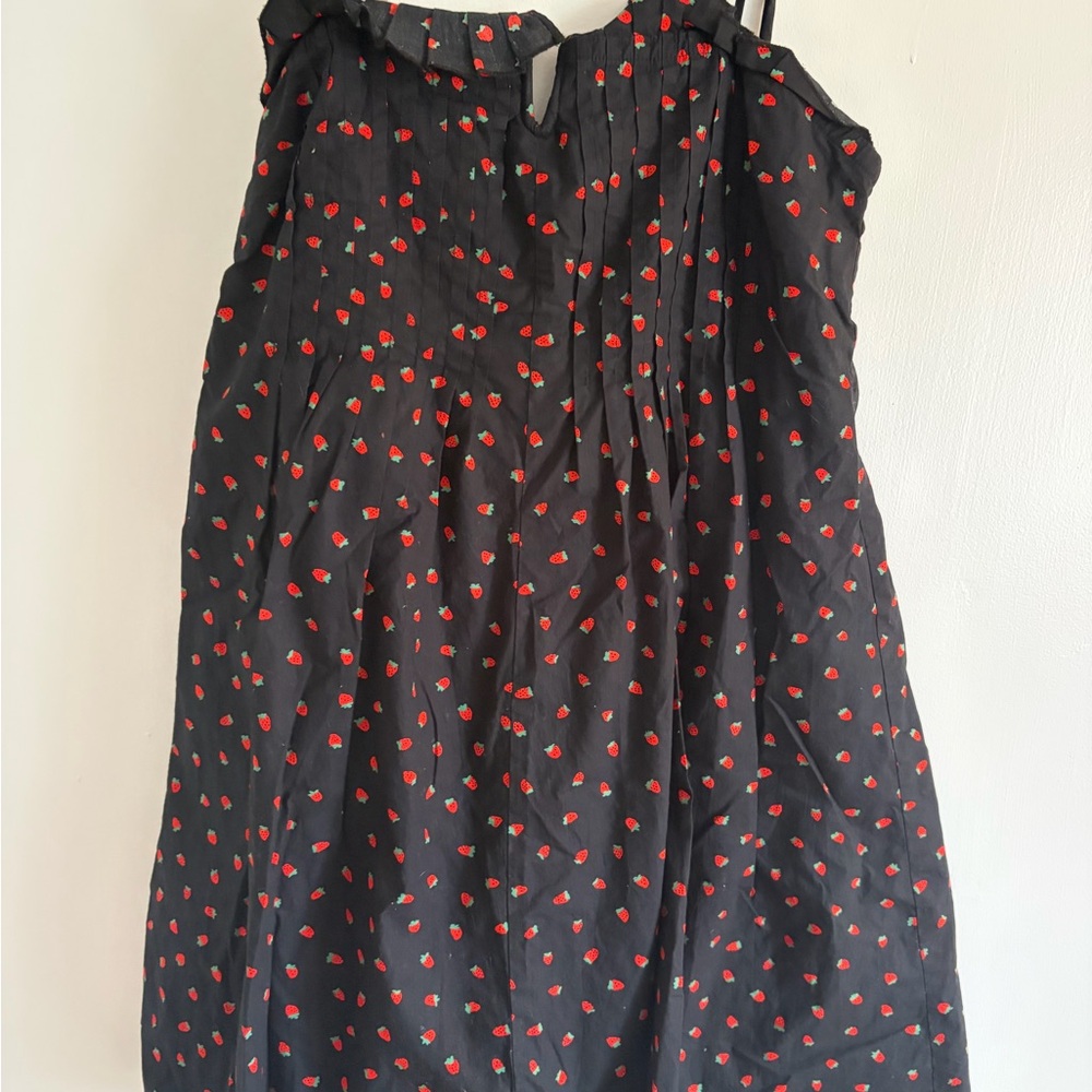 Madewell Black Dress with Red Strawberry Print